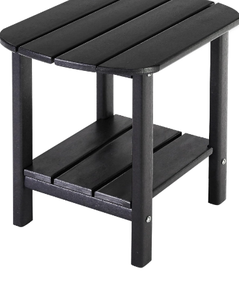 lot 431 image: Black Outdoor Side Table with Shelf Double-Layer Polyethylene Top - Retail $35
