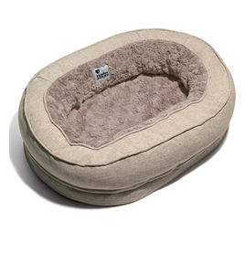 lot 441 image: Funny Fuzzy Pet Bed Oval Beige Large  - Retail $0