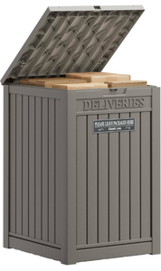 lot 443 image: Package Delivery Box for Outside, Waterproof, Outdoor Storage with Lockable Secure, Large Double Wall Resin Outdoor Package Delivery, Gray - Retail $0