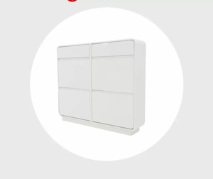 lot 465 image: White Storage Cabinet with 2 Drawers and 4 DoorsShoe Storage Cabinet BKWT-80CM120CM  - Retail $250