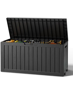 lot 476 image: Outdoor Storage Deck Box with Lid 85 gallon  - Retail $85
