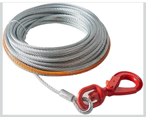 lot 495 image: VEVOR Winch Cable 100 ft 38 inch 15200 lbs Self-Locking Swivel Hook - Retail $0