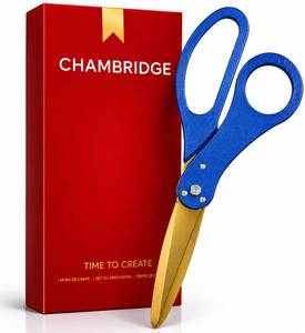 lot 498 image: Grand Opening Scissors Blue 25 Inch �� Giant Blue Scissors 25 with Golden Blades for Ribbon Cutting Ceremony Heavy Duty Giant Ribbon Cutting for Inauguration Ceremonies