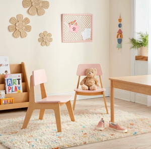 lot 520 image: Pillowfort 2pk Kids Wood Activity Chair Pink - Retail $120