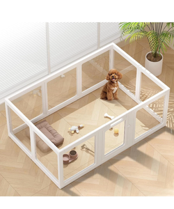 lot 544 image: Clear Acrylic Dog Playpen Indoor Pet Pen 35 inch H White 10 Panels - Retail $329