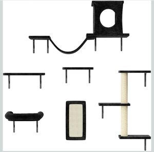 lot 552 image: 6 Pcs Cat Tree Shelves Wall-Mounted Cat Climber Set, Cat Bed, Hammock i think it is missing the hardware  - Retail $76