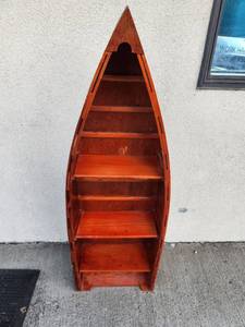 Vintage Wooden Boat-Shaped Display Shelf 36" Tall