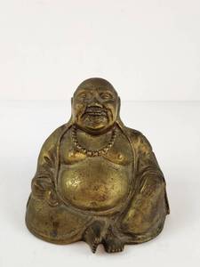 lot 130 image: Vintage Brass Buddha Figure Seated Smiling&nbsp