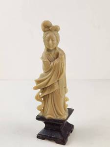 lot 138 image: Vintage Hand-Carved Stone Female Figure Statue on Stone Base