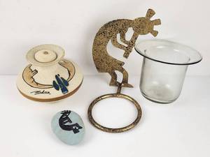 lot 149 image: Lot of Southwestern Pottery Decorative Items Kokopelli Design