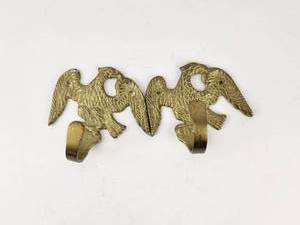 lot 153 image: Vintage Brass Eagle Wall Hooks Set of 2 with Decorative Details