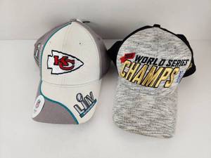 lot 165 image: Kansas City Chiefs NFL Baseball Caps Lot 2 Piece 2023 World Series Champs