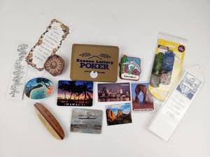 lot 172 image: Lot of Travel Souvenirs and Memorabilia including Kansas Lottery Poker Tin