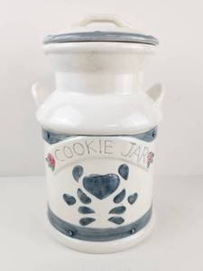 lot 174 image: Milk Can Style Cookie Jar with Lid&nbsp