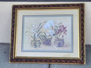 lot 222 image: Framed Floral Still Life Print with Double Mat and Glass&nbsp