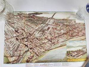 lot 226 image: Kansascity Birds-Eye View Map 1895 Print