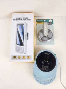 lot 256 image: Lot Wireless Speaker with Bathroom Phone Holder Pill Organizer