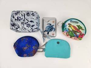 lot 263 image: 5-Piece Accessory Lot Keychains Pouches Coin Purses Vera Bradley Lulu Lemon