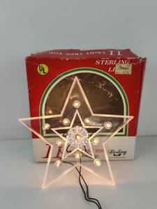 lot 280 image: Vintage Sterling 11 Light Tree Top Star 72 Inch Wire Cord