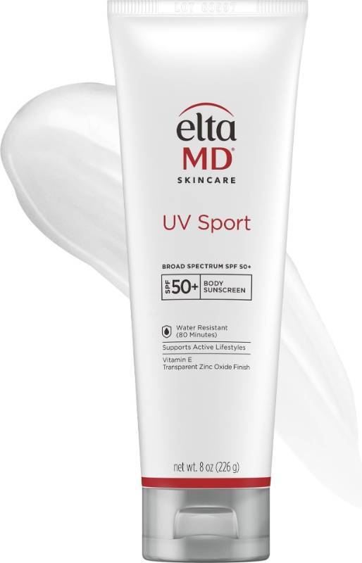 lot 29325 image: EltaMD UV Sport Sunscreen, Water and Sweat Resistant 80 Min, SPF 50, 8 oz - Retail $61