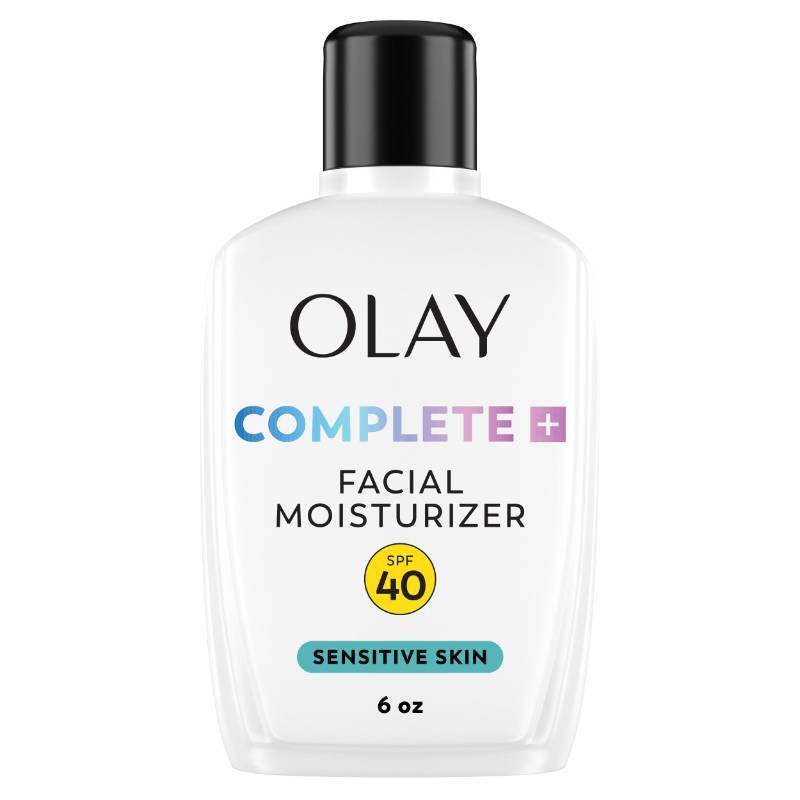 lot 29493 image: Olay Complete Face Moisturizer with Sunscreen SPF 40, For Sensitive Skin, Broad Spectrum Sun Protection, Fragrence-Free - No White Cast on All Tones, Nourishes Moisture Barrier - Ceramides, 6 Oz - Retail $20