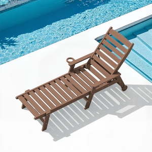 lot 59853 image: Patio Chaise Lounge Chair Outdoor Lounge Chair 5 Positions Pool Lounger, Brown - Retail $140