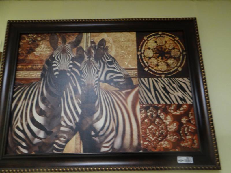 lot 8617 image: Framed SafariZebra print wall art- 29 x 39
