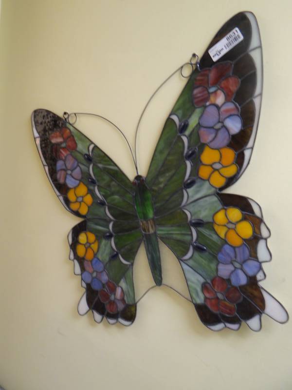 lot 8631 image: Stained glass Butterfly wall art- 24 x 24