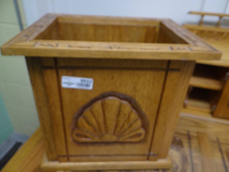 lot 8652 image: Custom made wood trash can