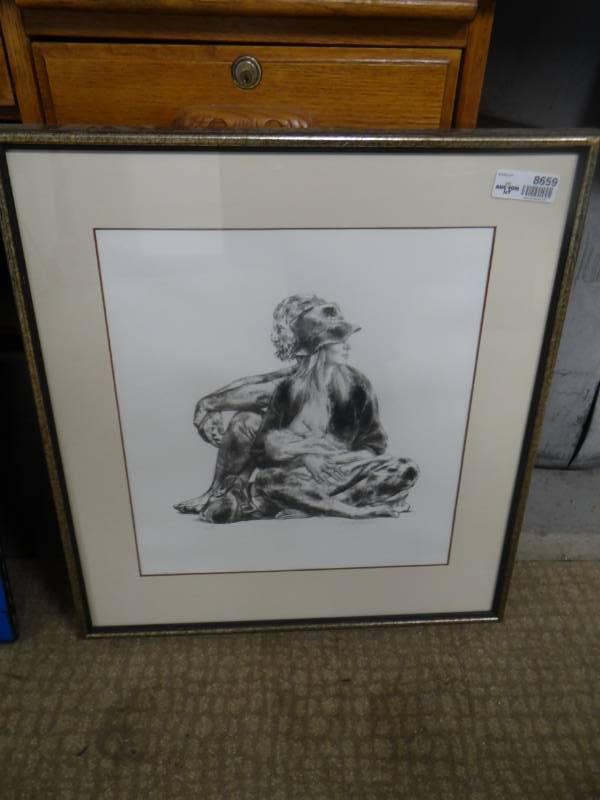 lot 8659 image: Couple And One framed Lithograph- Signed by Artist Joseph Hirsch- 22 x 24