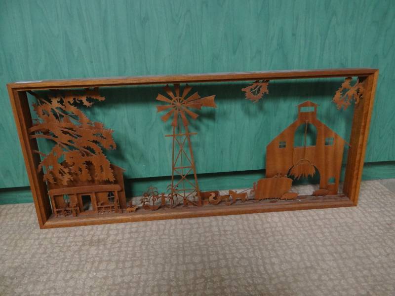 lot 8667 image: Carved wood 3D wall art- 39 x 17