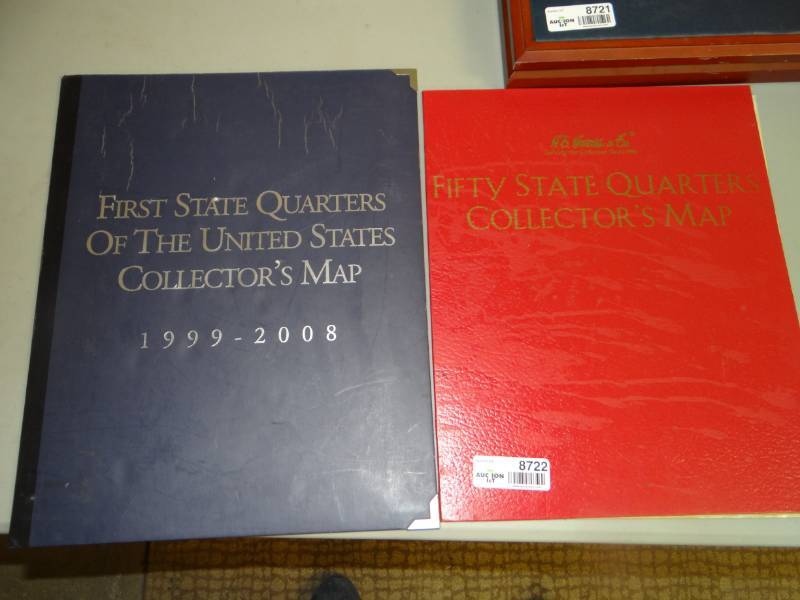 lot 8722 image: 2- 50 state quarter books- 1 is only missing 1 coin