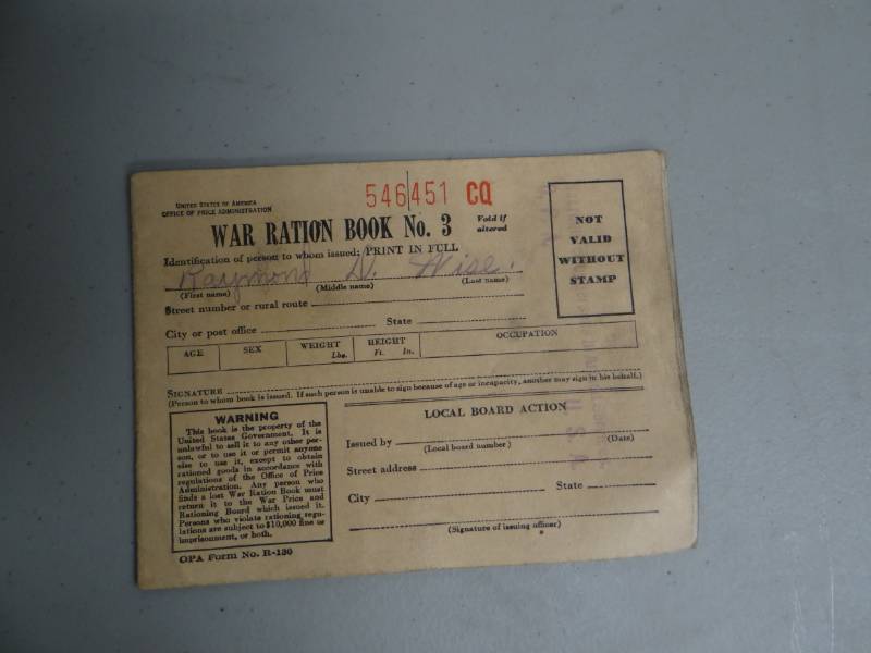 lot 8728 image: War ration book-No. 3- Full