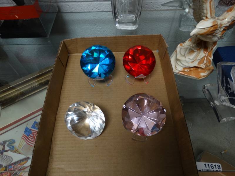 lot 8745 image: Decorative lg faux diamonds- 3 have stands