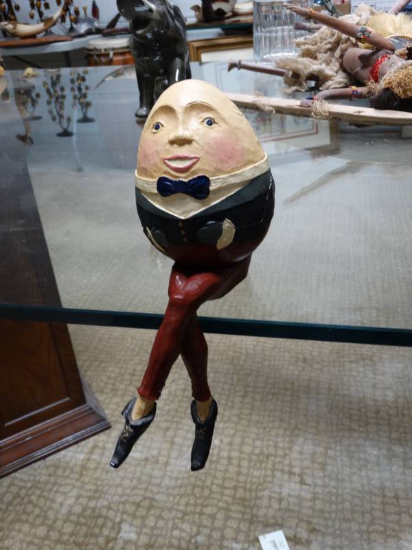 lot 8768 image: Hand painted Humpty Dumpty statue- Signed Briere