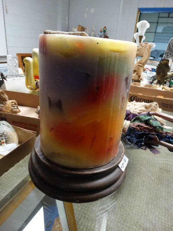lot 8799 image: Huge pillar candle w base