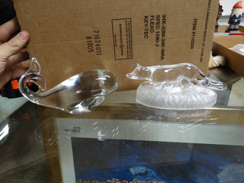 lot 8800 image: 2 glass animal statues