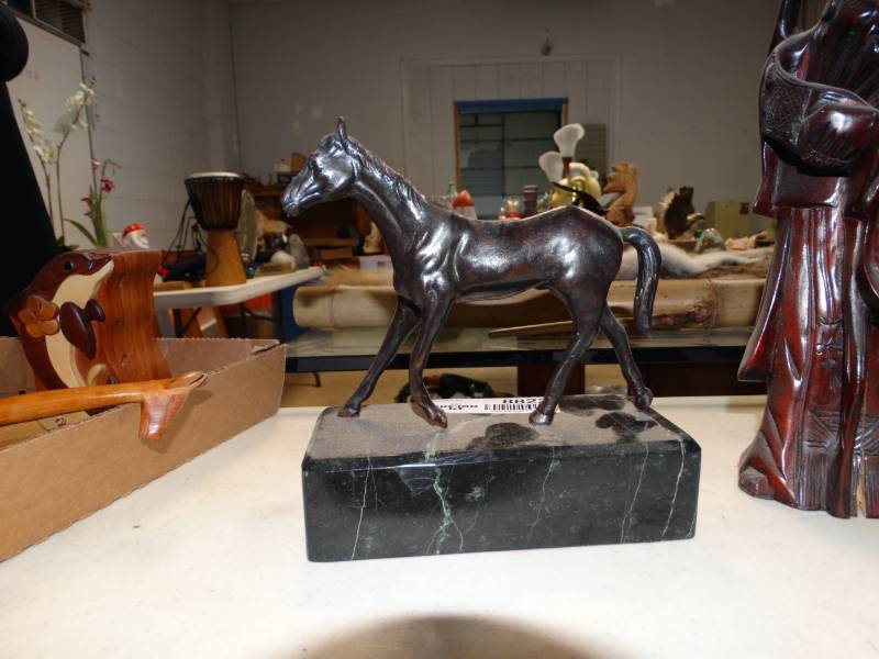 lot 8822 image: Small bronze Horse on marble base