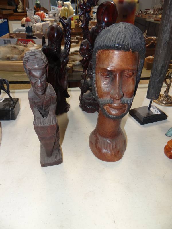 lot 8827 image: 2 carved wood statues
