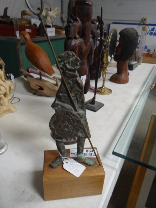 lot 8841 image: Bronze viking statue on wood base