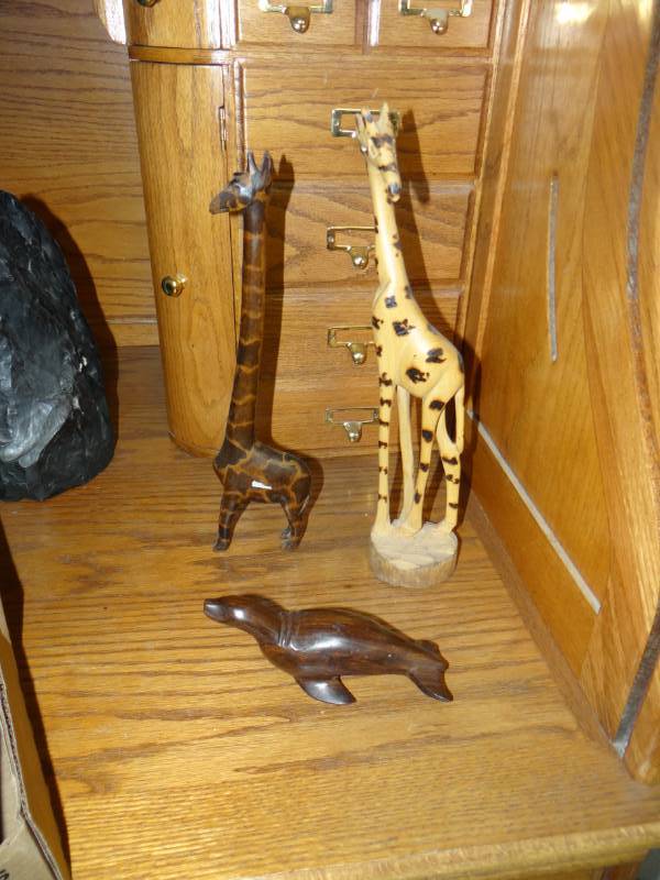 lot 8842 image: 2 wood Giraffes