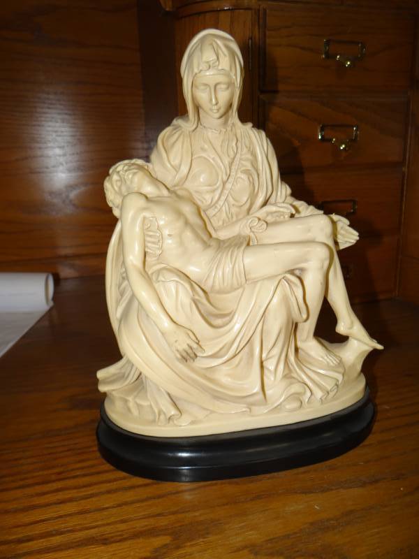 lot 8844 image: G. Ruggeri lady holding man statue- Rare- 11 tall