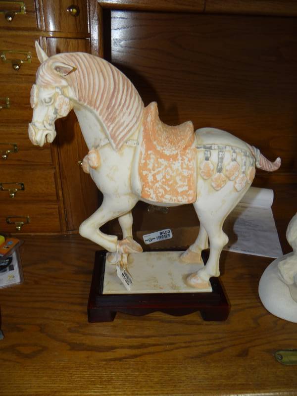 lot 8848 image: Horse statue on base- 17 tall