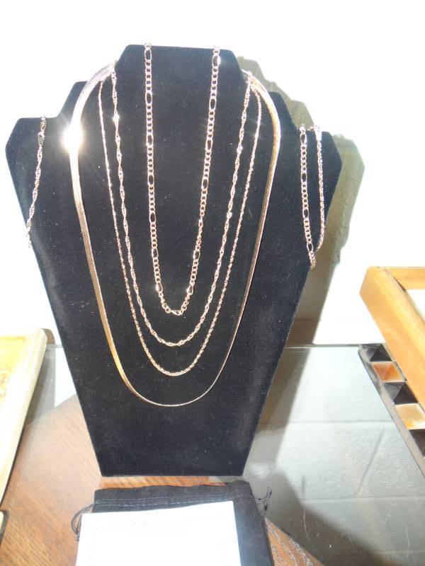 lot 8856 image: 4 14k plated necklaces & bracelets- Very nice
