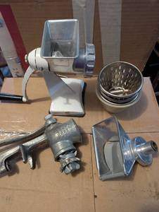 lot 1500 image: MeatFood Grinder Attachment Set - 2 Grinders