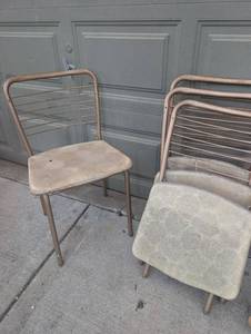lot 2002 image: Vintage Metal Frame Chairs - 4 ct