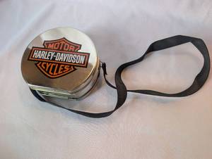 lot 2007 image: Harley-Davidson Motor Cycles Metal Container with Strap