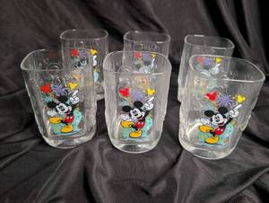 lot 2503 image: Disney Mickey Mouse Commemorative Drinking Glass Set of 6