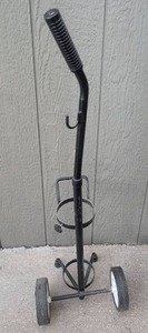 lot 3002 image: Model M037306 Garden Hose Reel Cart with Handle and Wheels