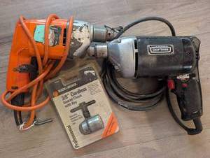 lot 3022 image: Electric Drill Lot Craftsman and Black and Decker Drill  12 inch Chuck